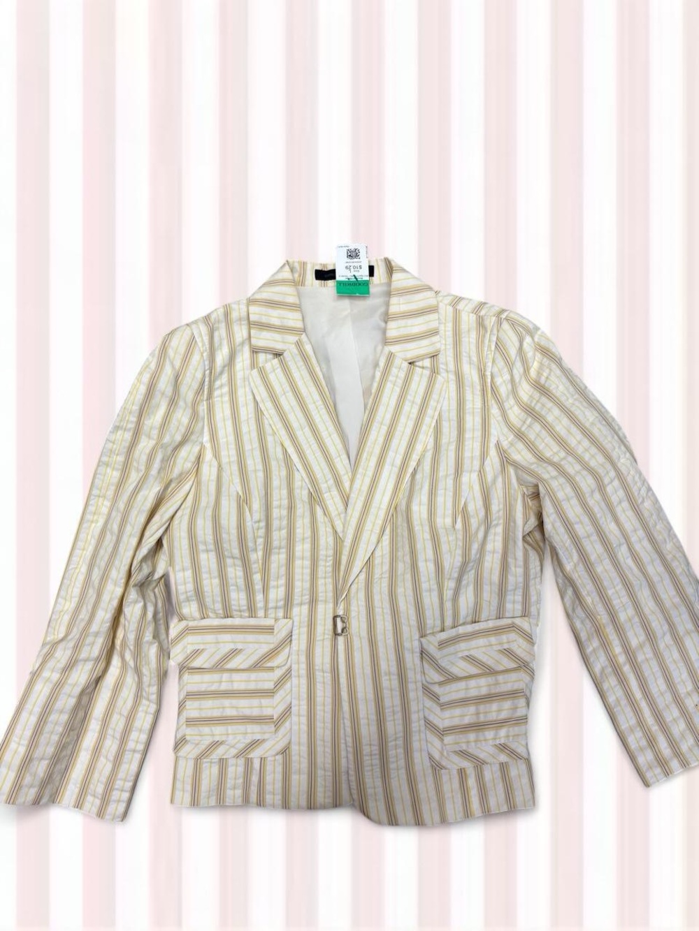 Express Striped Cream, Tan & Gold Blazer